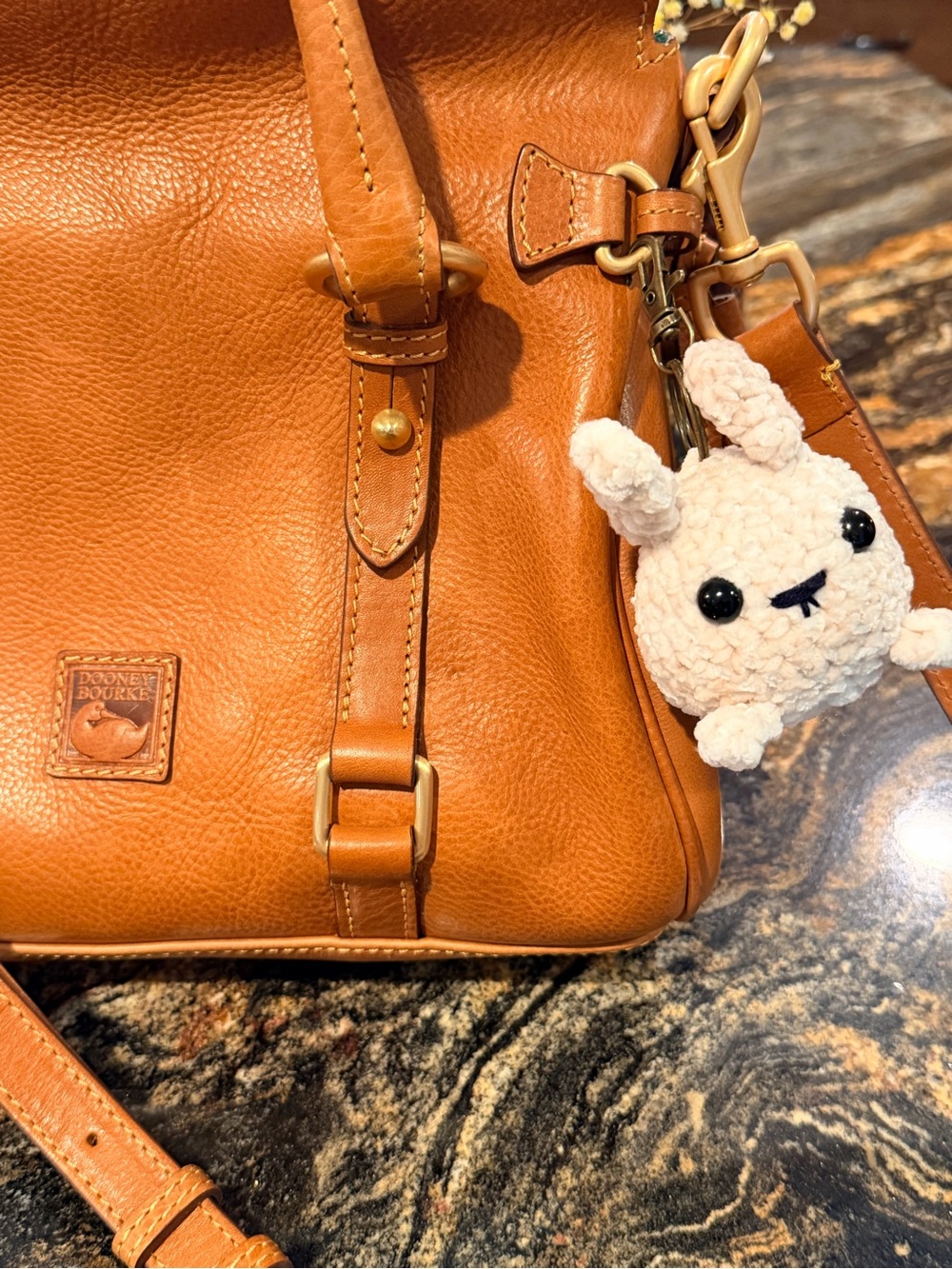 Cream Plush Bunny Keychain Soft Kawaii Accessory